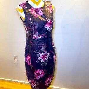 Calvin Klein Vegan Leather Flower Patterned Dress